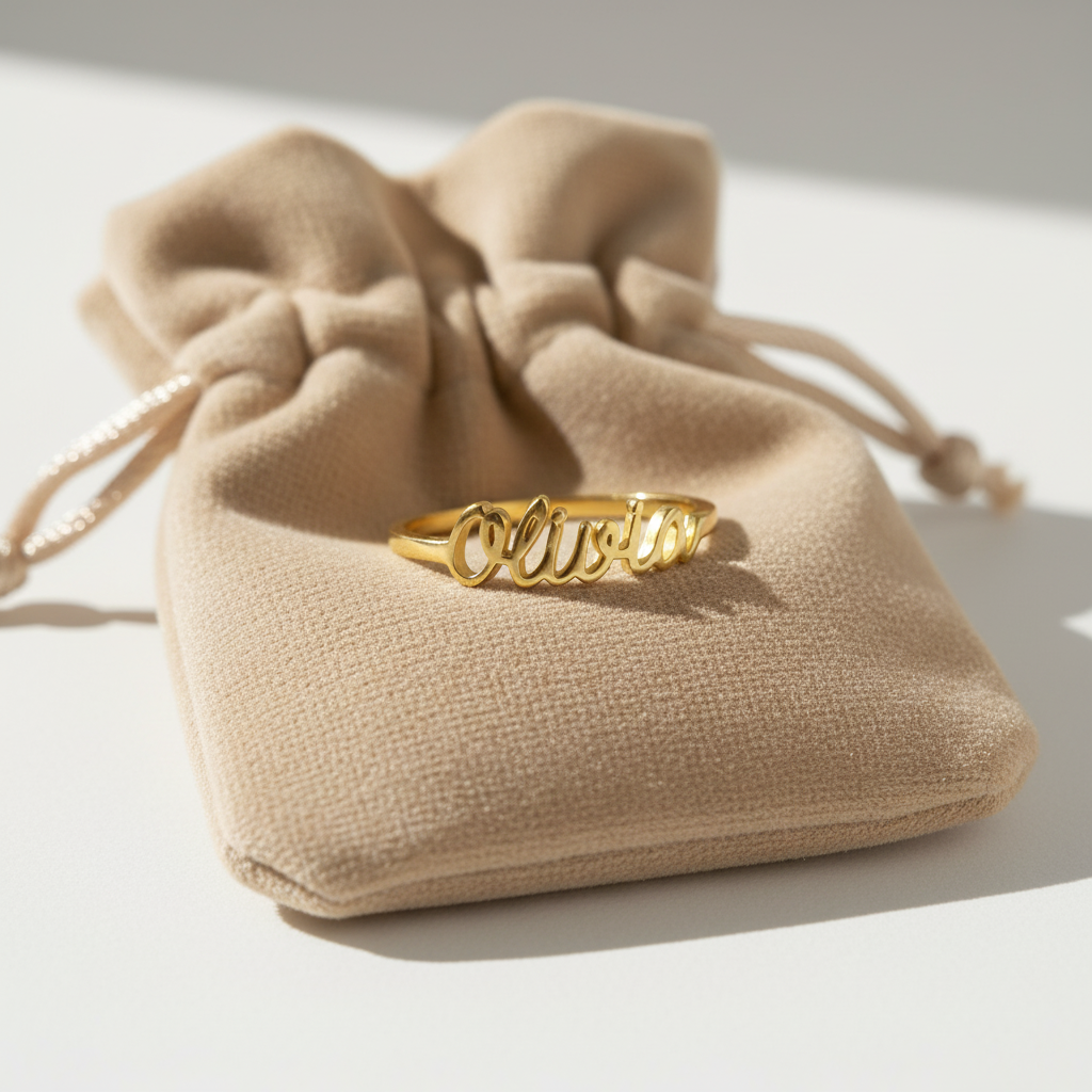 Bague Sabrina sur pochette velours beige