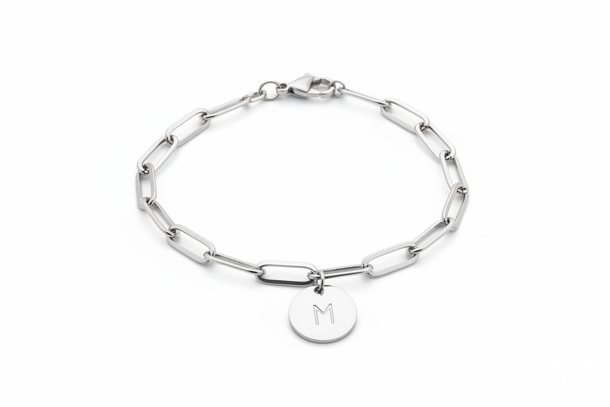 Bracelet argent fond blanc