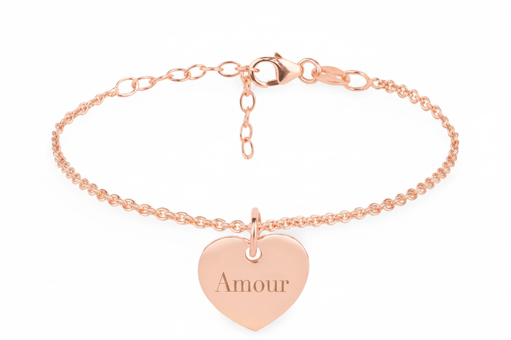 Bracelet cœur Amour or rose