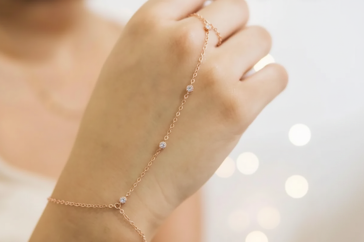 Bracelet de main or rose