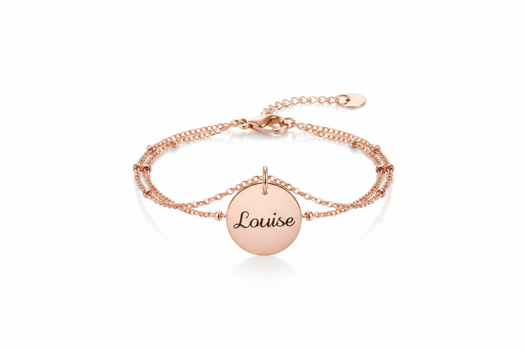 Bracelet double chaîne or rose