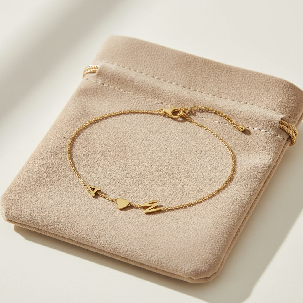 Bracelet Leana sur pochette velours beige