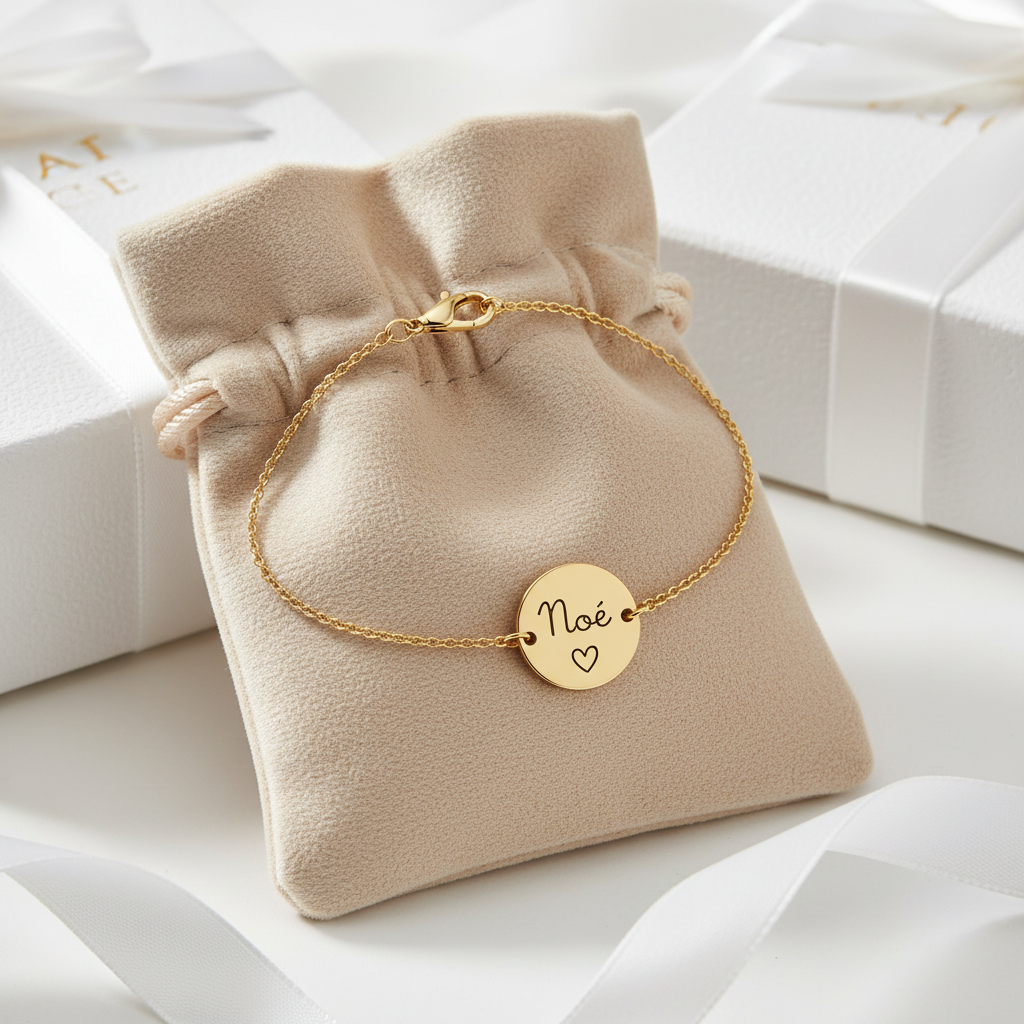 Bracelet Loren sur pochette velours beige