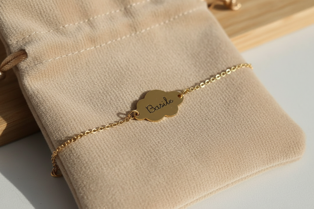 Bracelet nuage velours beige