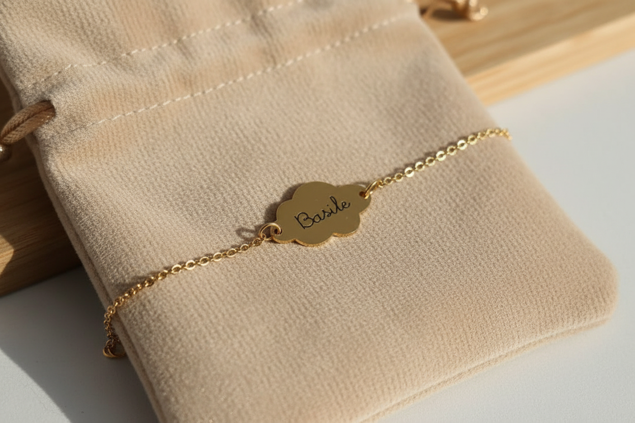 Bracelet nuage velours beige