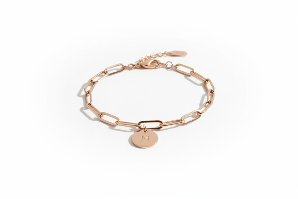 Bracelet or rose fond blanc