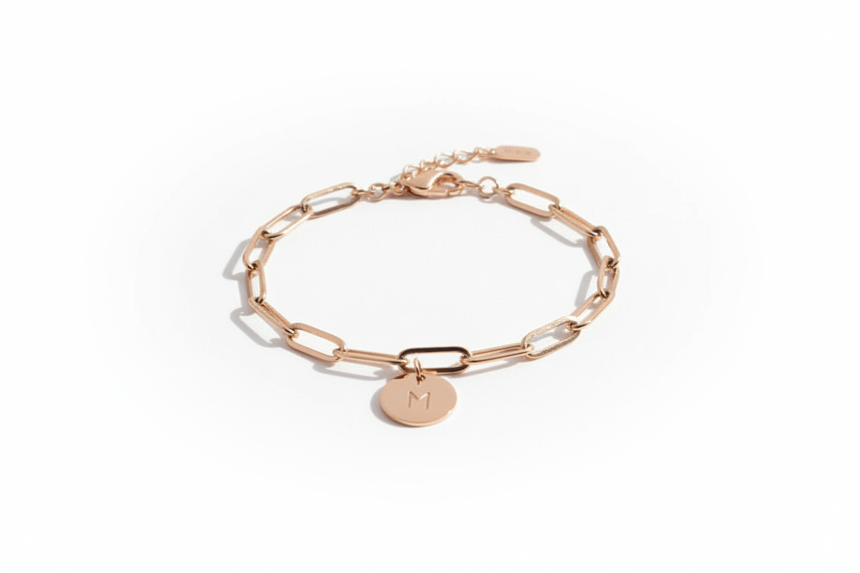 Bracelet or rose fond blanc