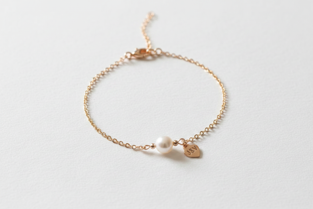 Bracelet perle cœur or rose