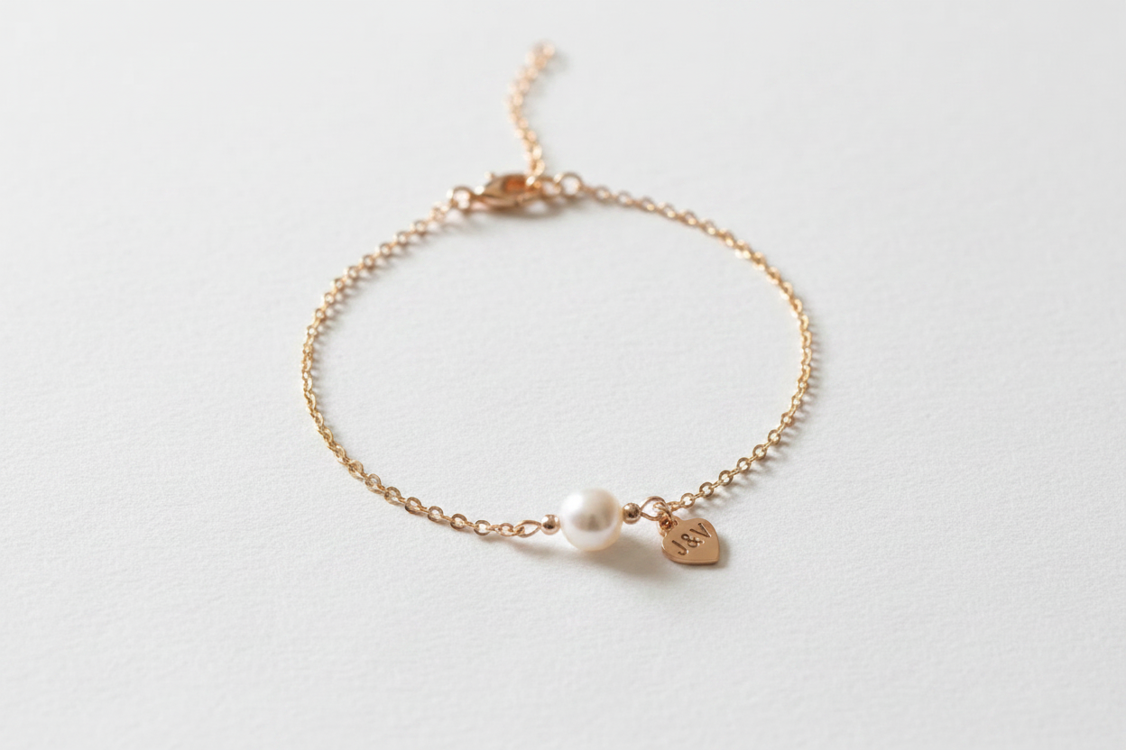 Bracelet perle cœur or rose