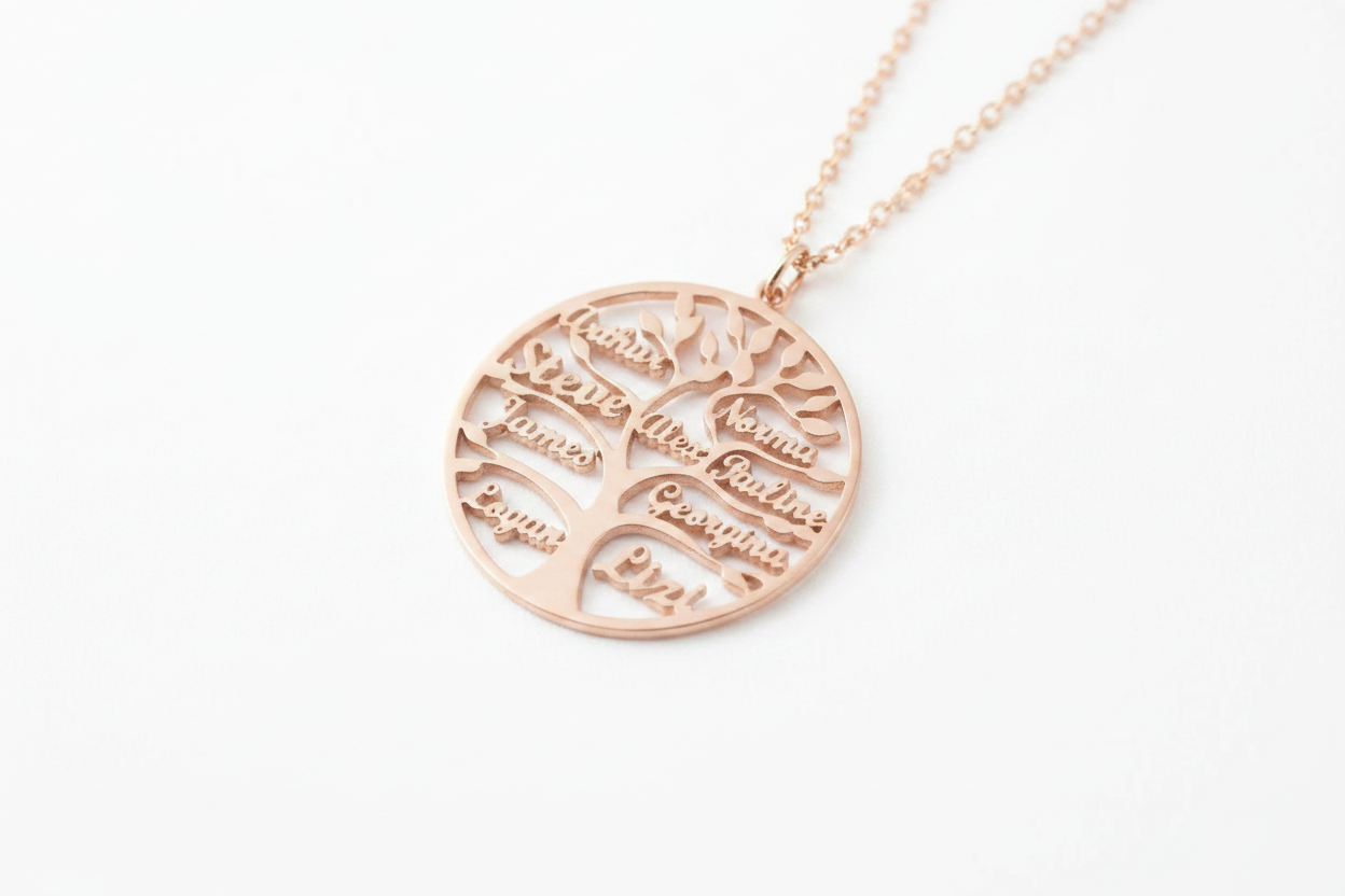 Collier arbre de vie or rose