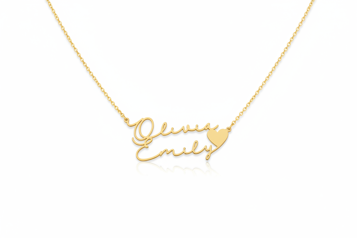Collier double prénom Olivia Emily fond blanc