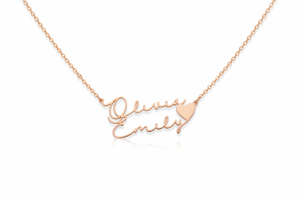 Collier double prénom or rose
