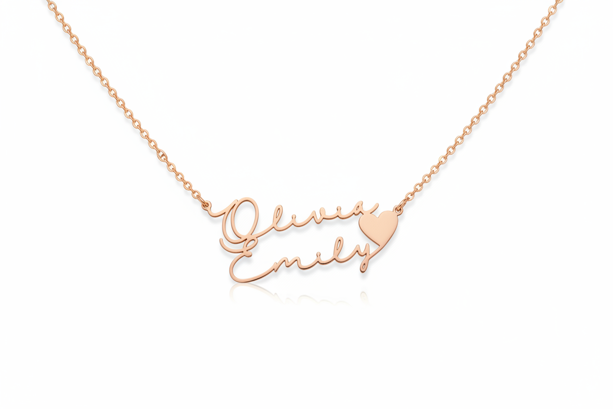Collier double prénom or rose