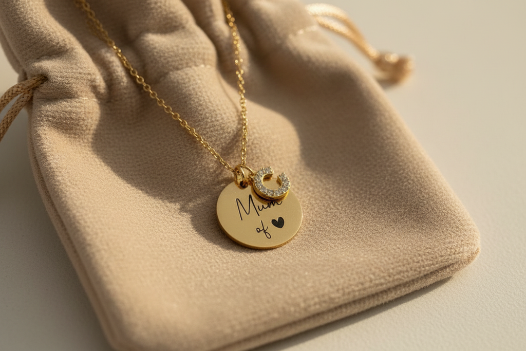 Collier Mum of velours beige