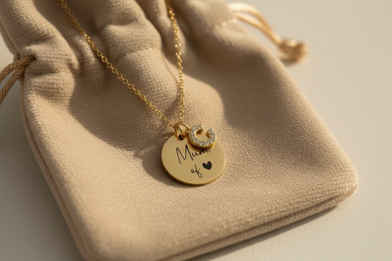 Collier Mum of velours beige