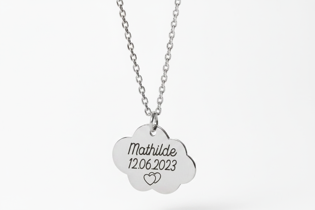Collier nuage fleur argent
