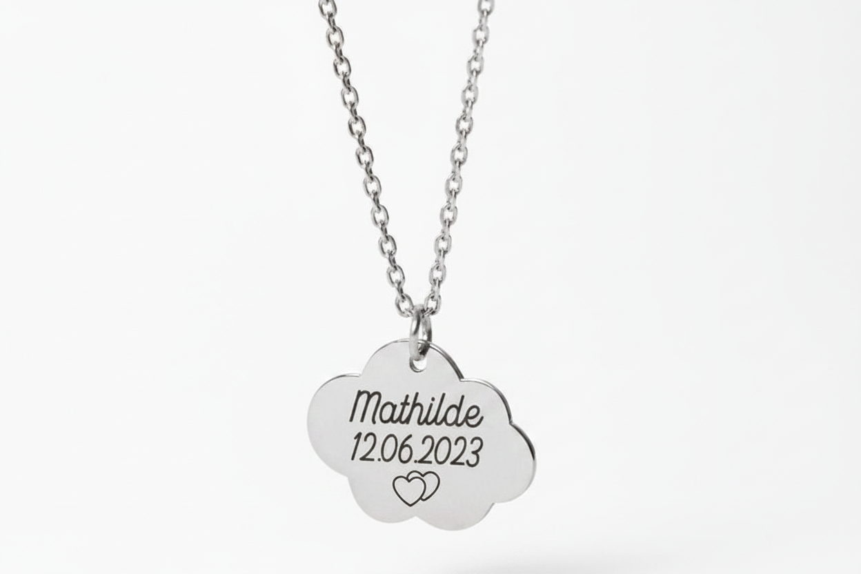 Collier nuage fleur argent