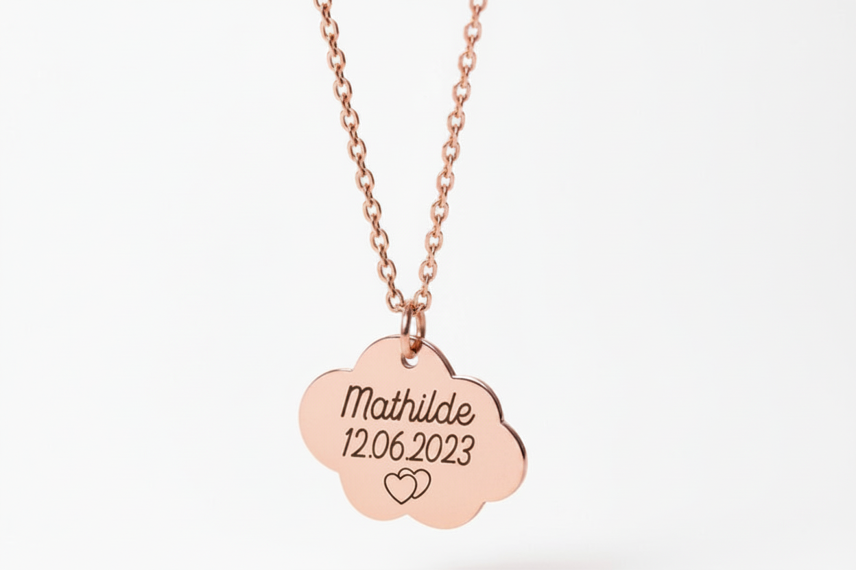 Collier nuage fleur or rose v4