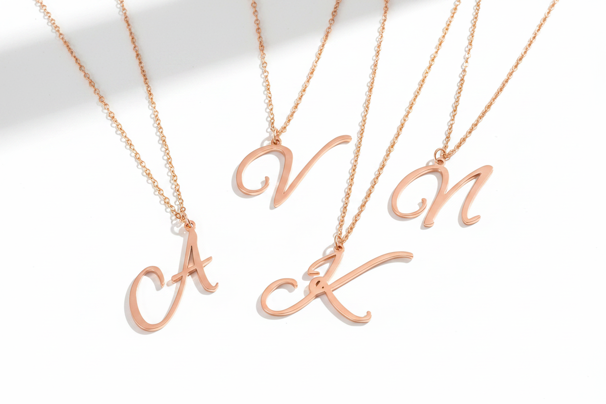 Colliers initiales or rose