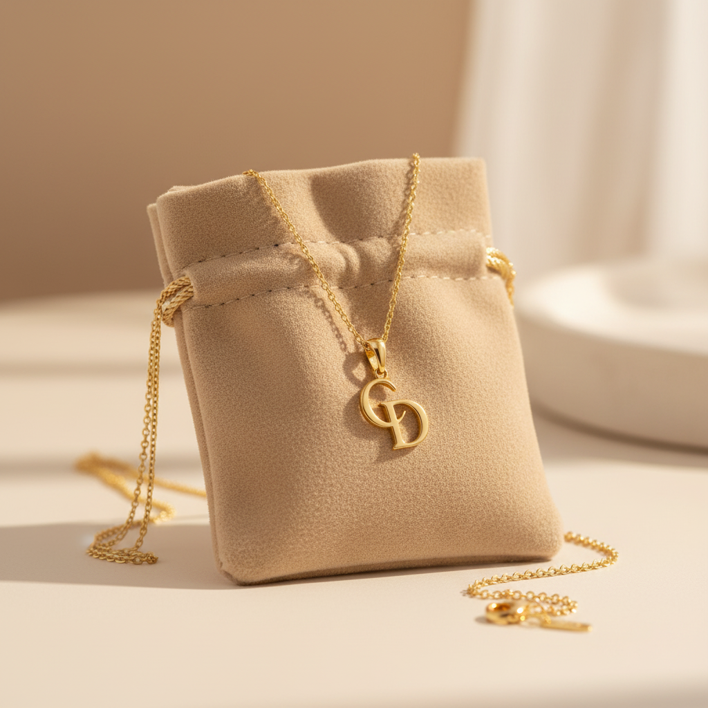 Pochette cadeau en velours beige